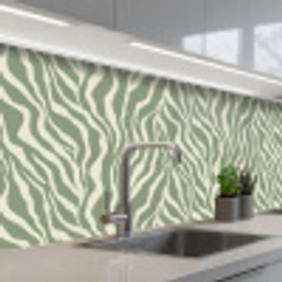 Zebra - Motief - Groen keuken achterwand 2 middel 871 -3d_schuin