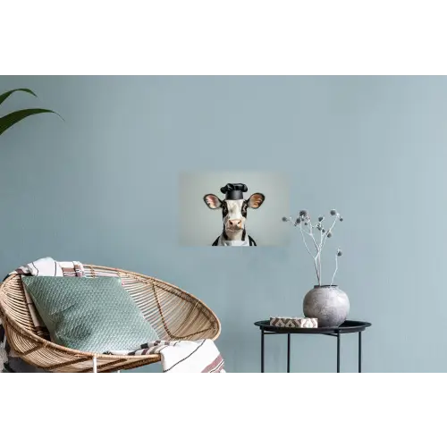 Koe - Zwart - Wit - Kok Muursticker klein -plant