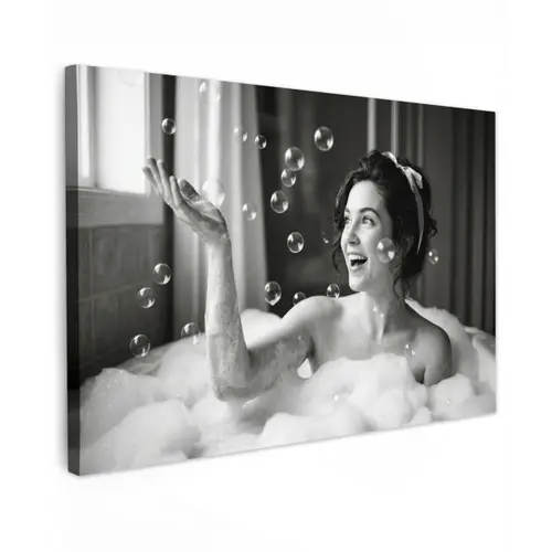 Bad - Bubbels - Zwart - Wit canvas 2cm klein -z3d