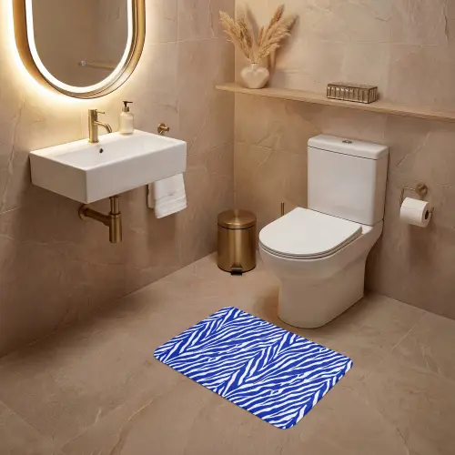 Zebra - Patroon - Kobalt - Blauw WCmat klein 1009 -sfeer3