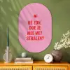 Roze - Zon - Quote Wandcirkel Ovaal Glas middel -sfeer2