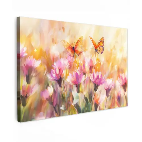 Vlinders - Oranje - Bloemen canvas 2cm klein -z3d