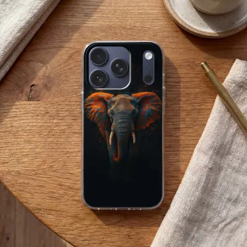 Olifant - Oranje - Oren Telefoonhoesje iPhone 17 Pro klein -sfeer1