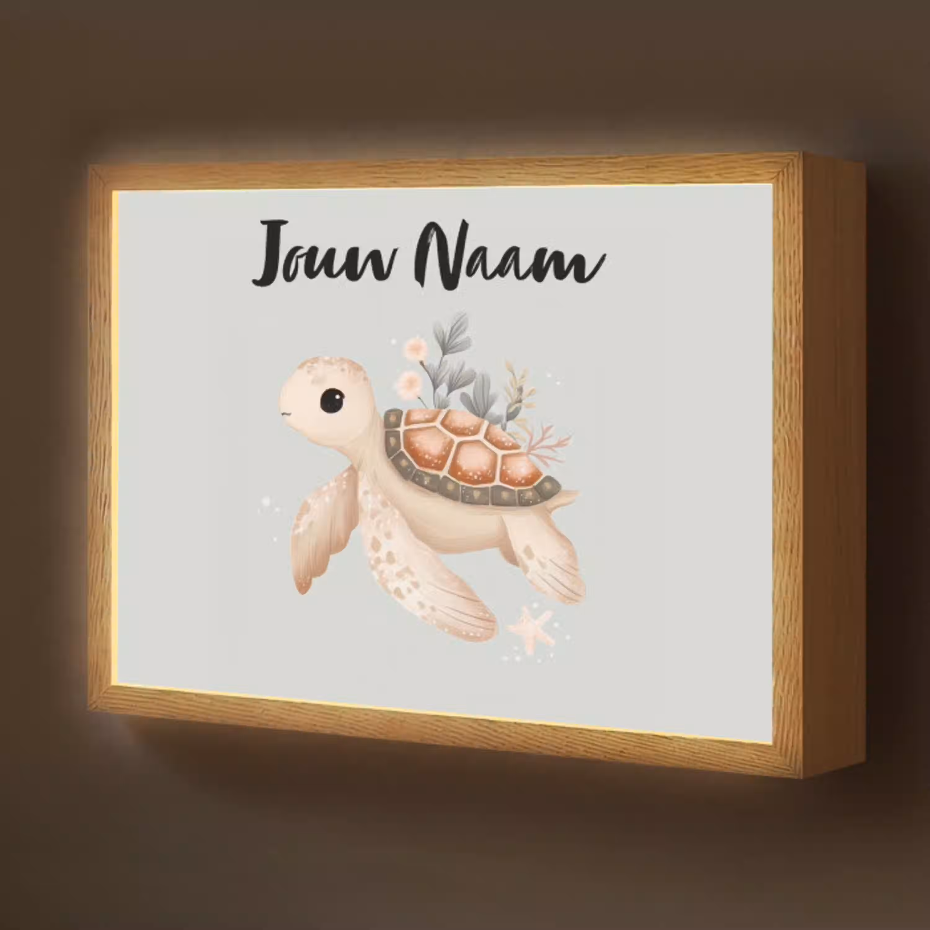 Zeeschildpad - Onderwaterwereld - Pastel Light Box met batterij (Wandlamp kind) middel -z3d_website