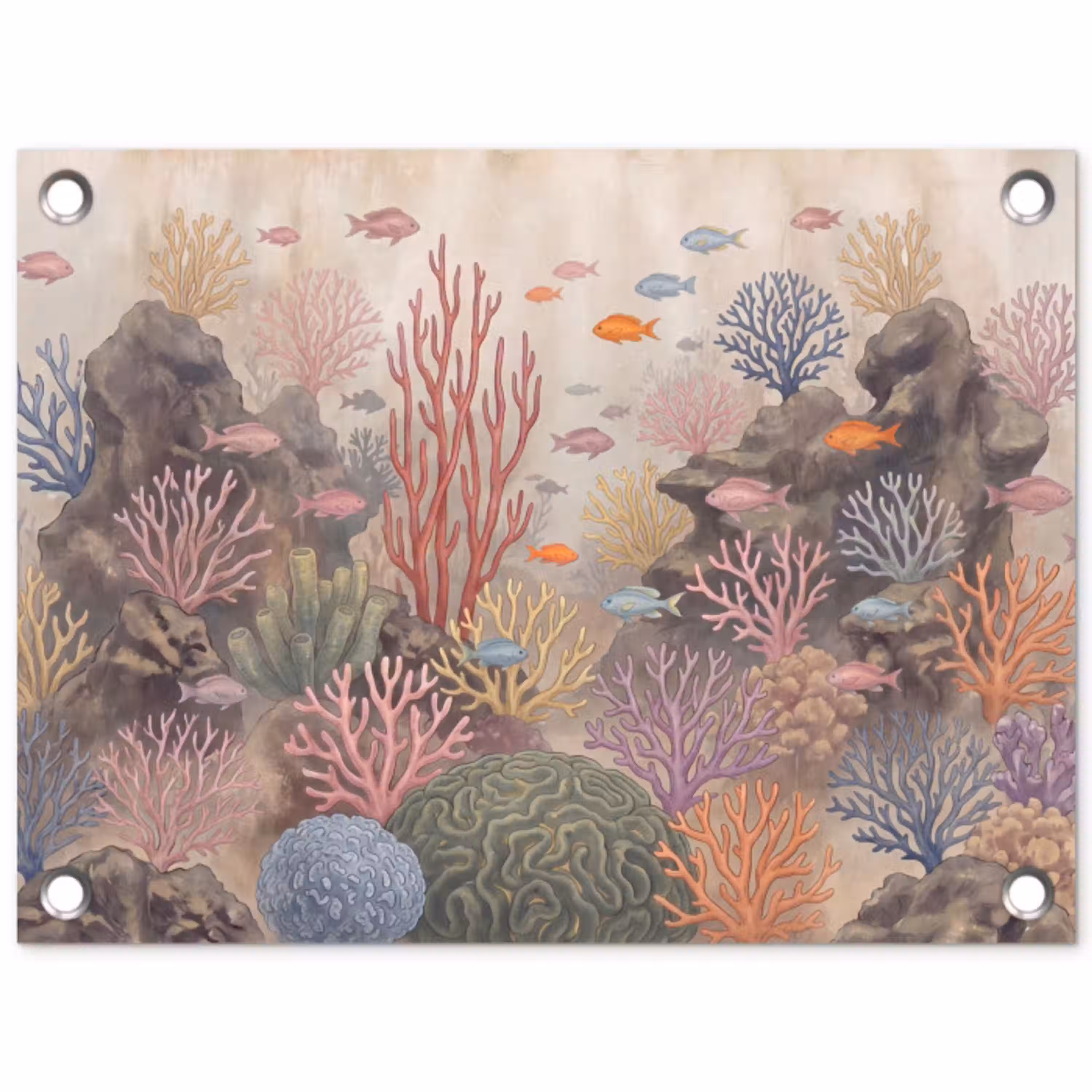 Vis - Koraalrif - Onderwaterwereld - Illustratie tuinposter los doek klein -3d