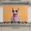Zonnebril - Kat - Sjaal - Bloemen keuken achterwand spatscherm klein -3d_website