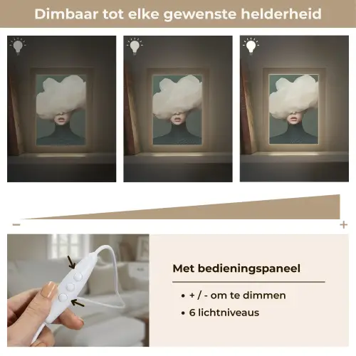 Hoed - Vrouw - Beige Light Box met kabel (Tafellamp) klein -USP_dimbaarNL