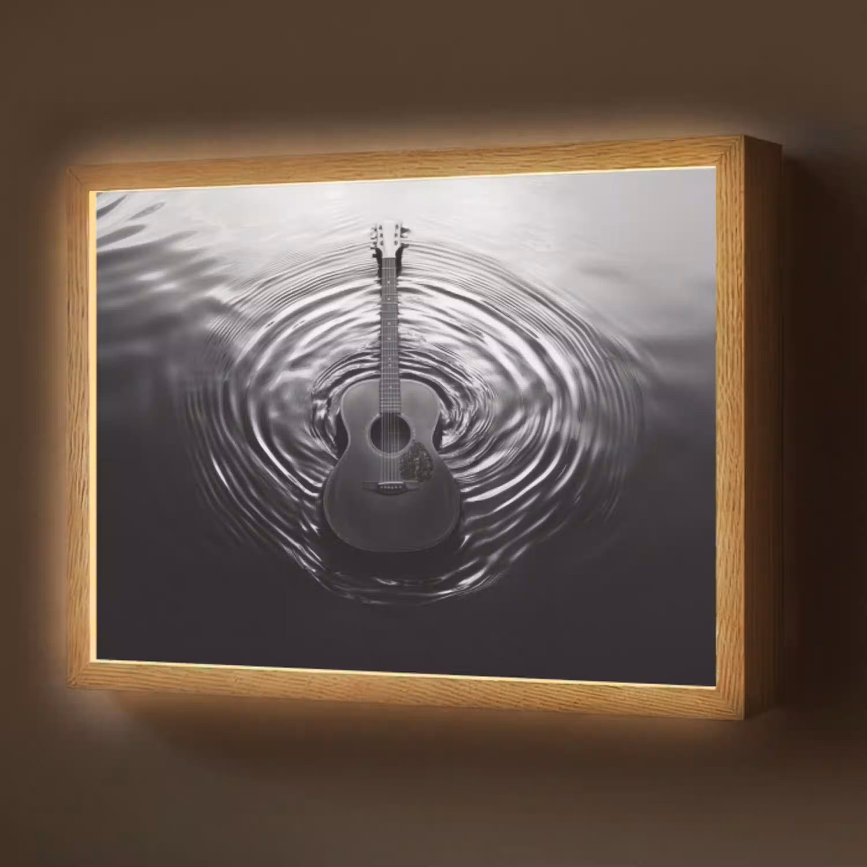 Gitaar - Hout - Water Light Box met batterij (Wandlamp) middel -z3d_website