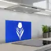 Tulp - Minimalistisch - Bladeren - Wit keuken achterwand spatscherm klein -3d_schuin