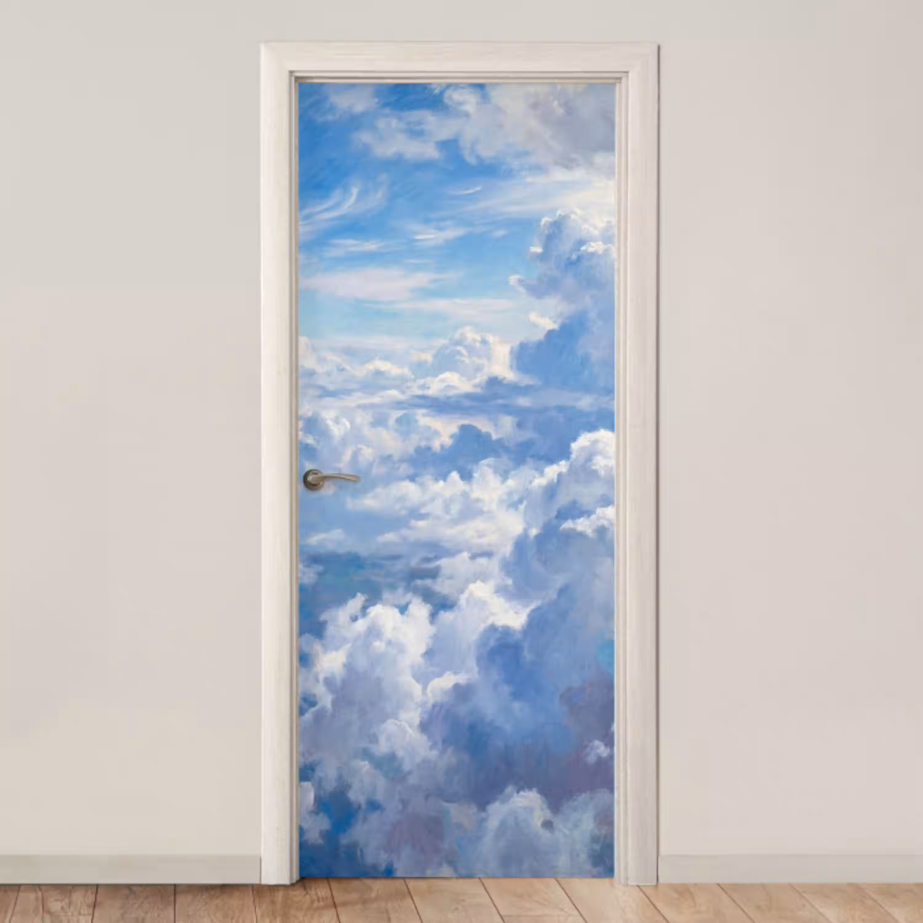 Wolken - Lucht - Natuur - Abstract - Blauw deurposter klein -3d_beige