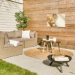Granen - Hout - Kom - Beige Tuinposter op houten frame 2 cm dik klein -sfeer2