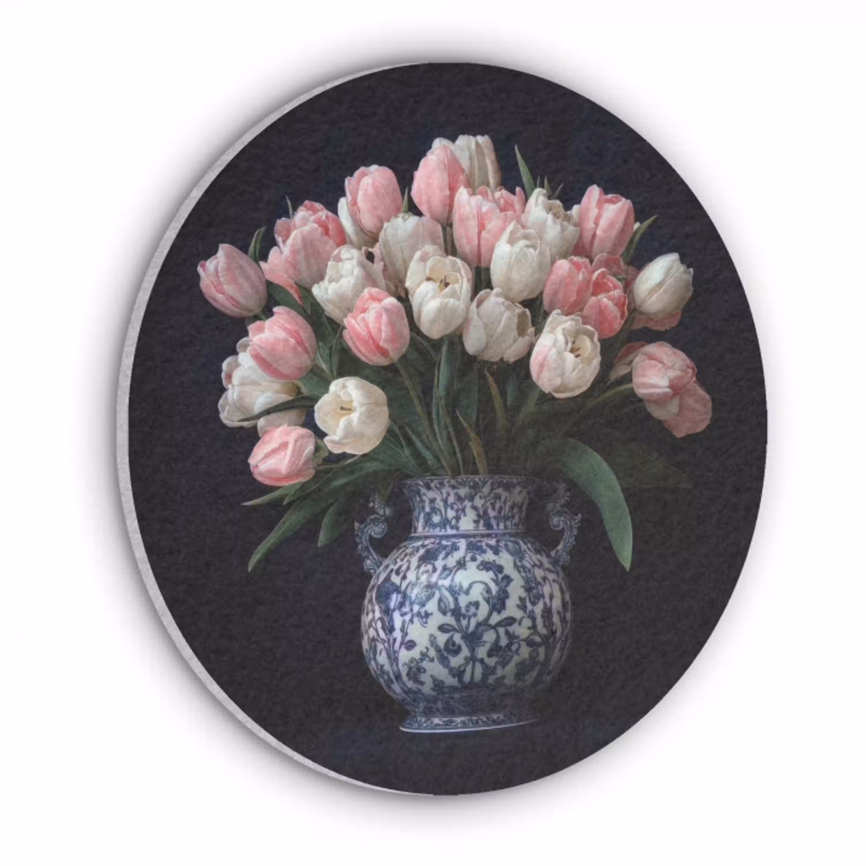 Bloemen - Roze - Tulpen - Vaas Akoestische PET Vilt - Rond klein -3d