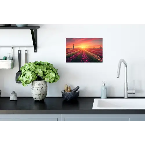 Windmolen - Zonsondergang - Landschap Muursticker klein -keuken