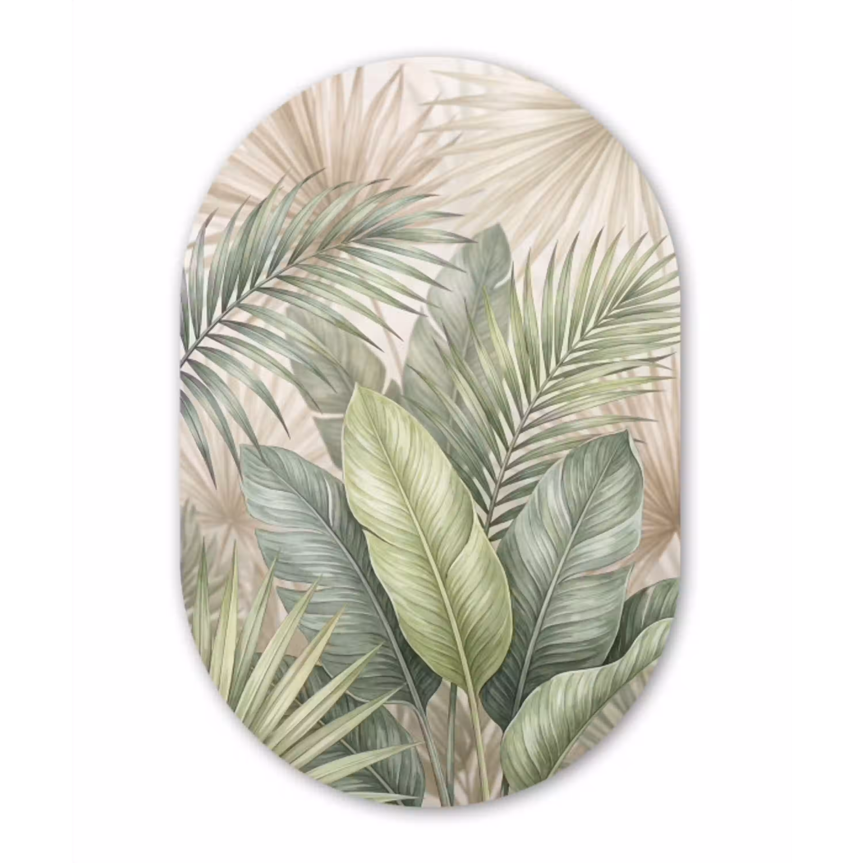 Planten - Tropisch - Bladeren - Groen - Natuur Wandcirkel Ovaal Aluminium middel -3d
