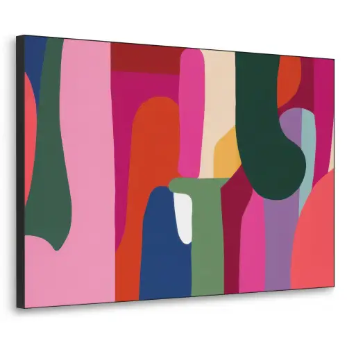 Kleurvakken - Recht - Rond - Abstract Textielframe zwart klein -3d
