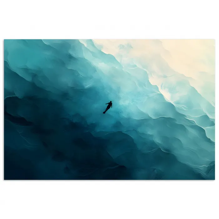 Zee - Silhouet - Abstract - Blauw poster papier klein -3d