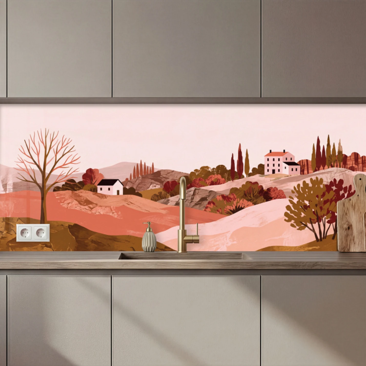 Heuvellandschap - Grafisch - Terracotta keuken achterwand 2 middel zz_3dshopping