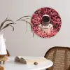 Bloemen - Roze - Astronaut Wandcirkel kunststof plaat 5mm dik klein -sfeer4