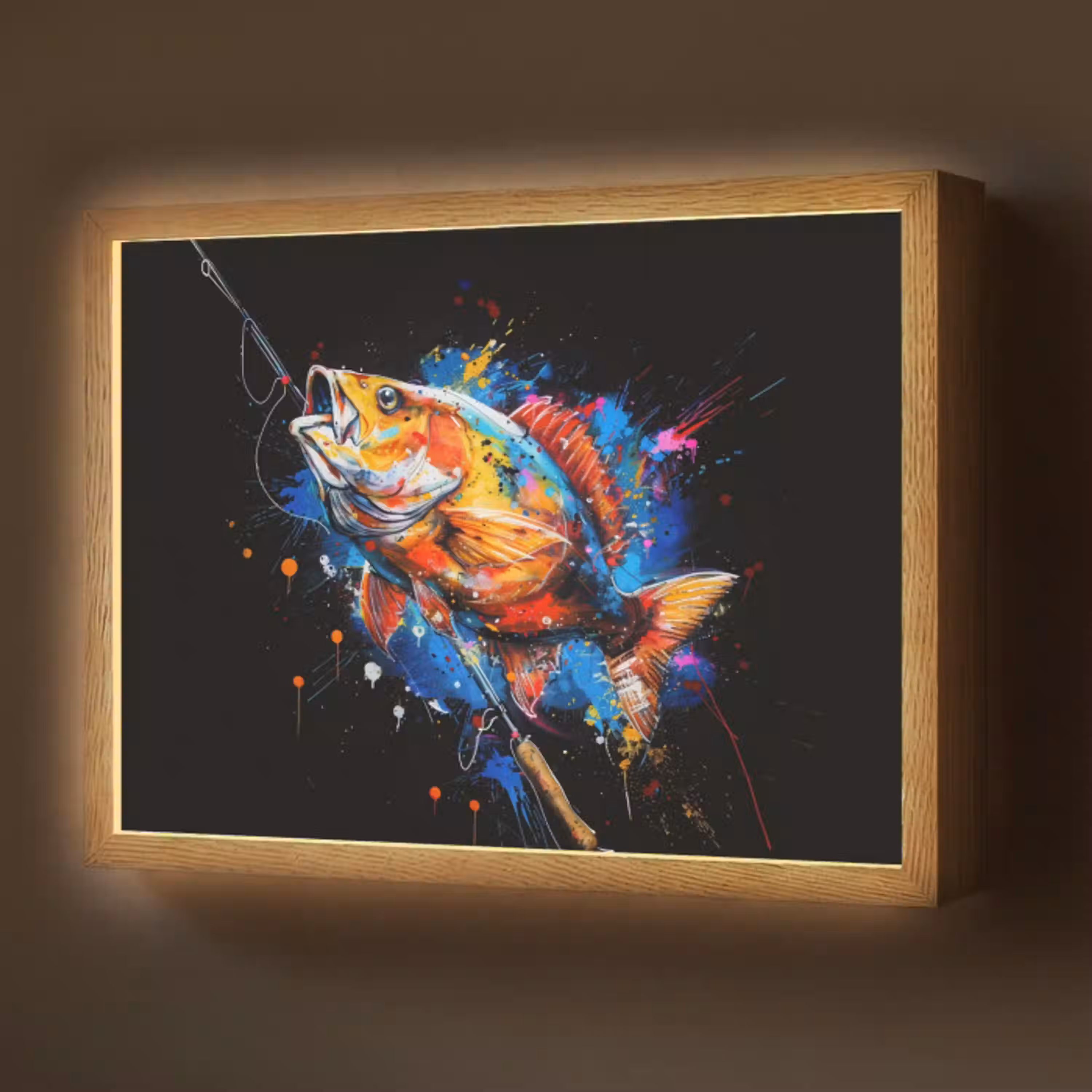 Graffiti - Sport - Vissen - Vis - Hengel Light Box met batterij (Wandlamp) middel -z3d_website