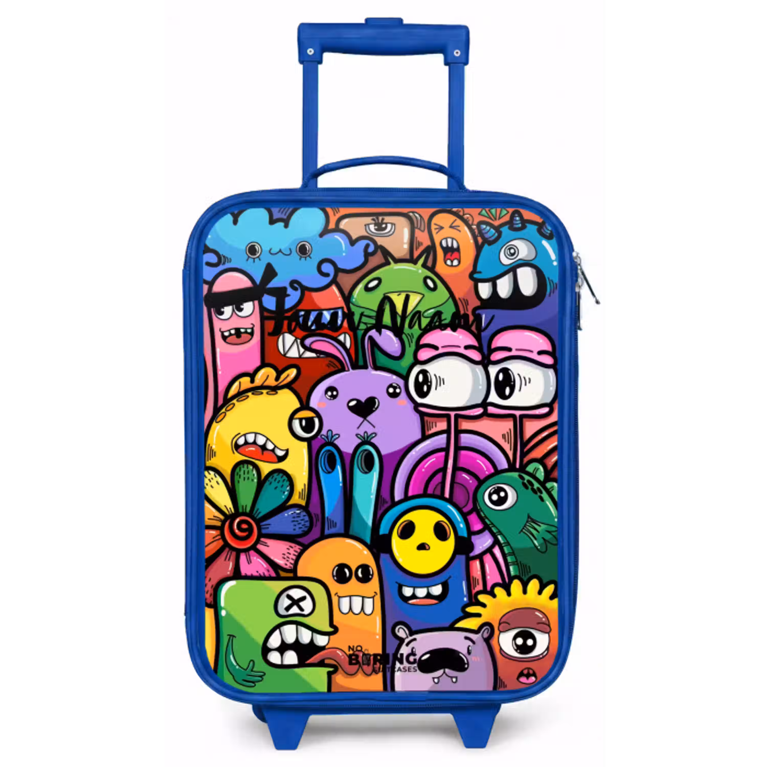 Grappige kleurrijke monsters Kinderkoffer - Blauw klein -zz3dotto