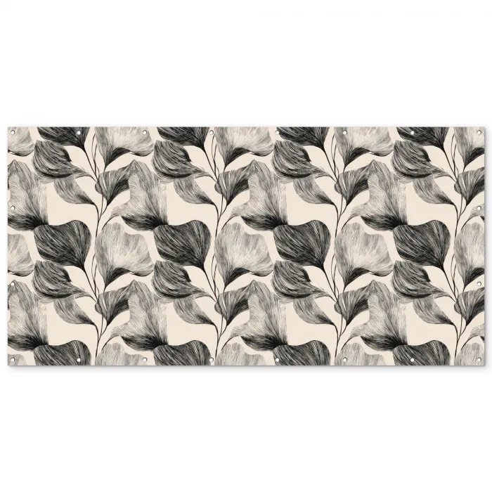 Botanisch - Bladeren - Zwart Balkonbeschermer Duitsland klein 596 -zz_3d