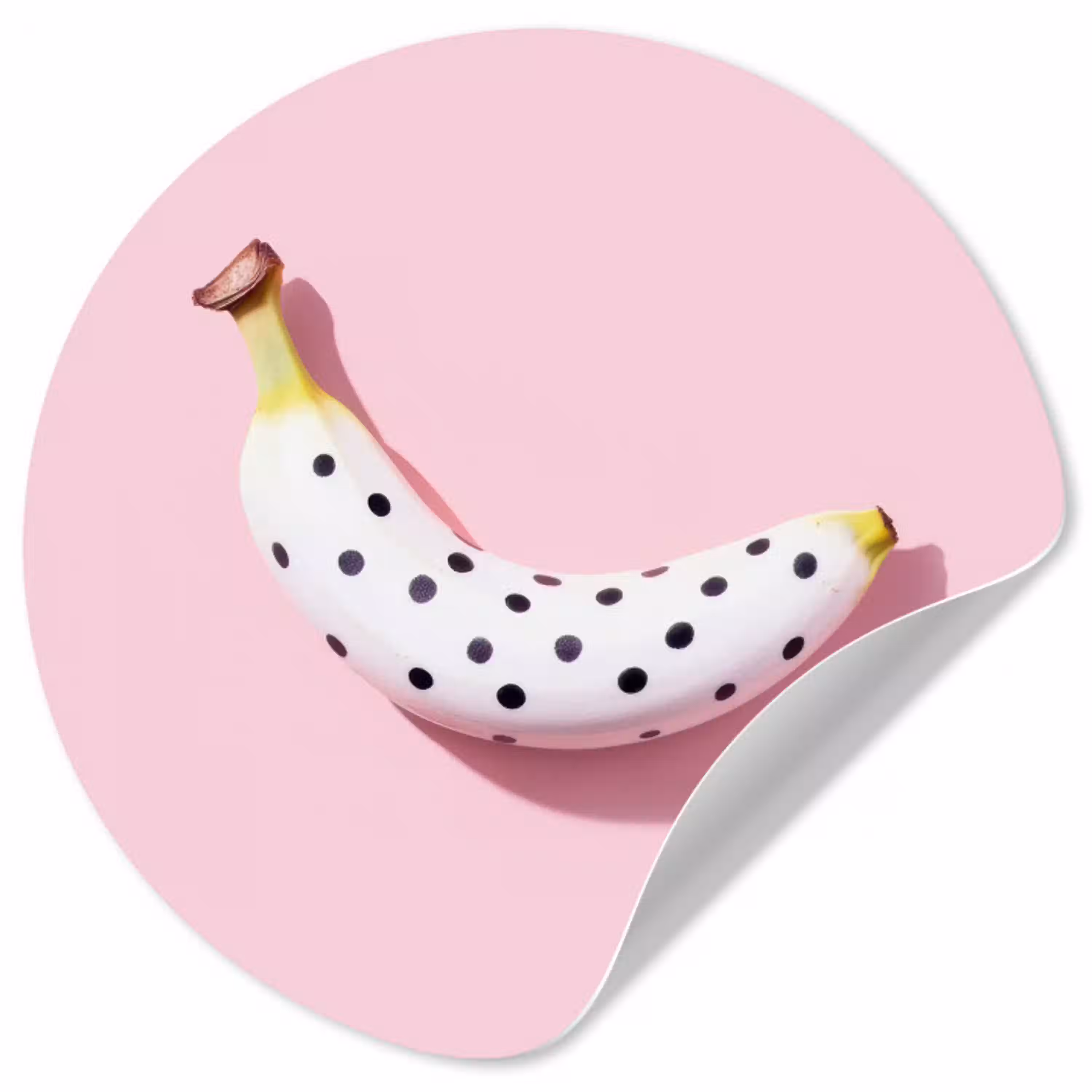 Banaan - Stippen - roze Wandcirkel behangsticker klein -3d