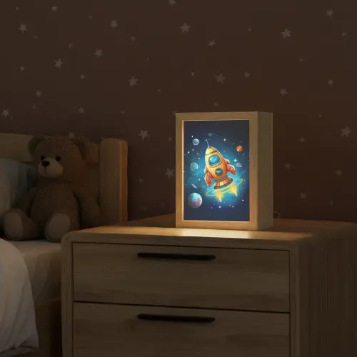 Raket - Ruimte - Planeten - Kinderen - Jongen Light Box met kabel klein -sfeer1_kind