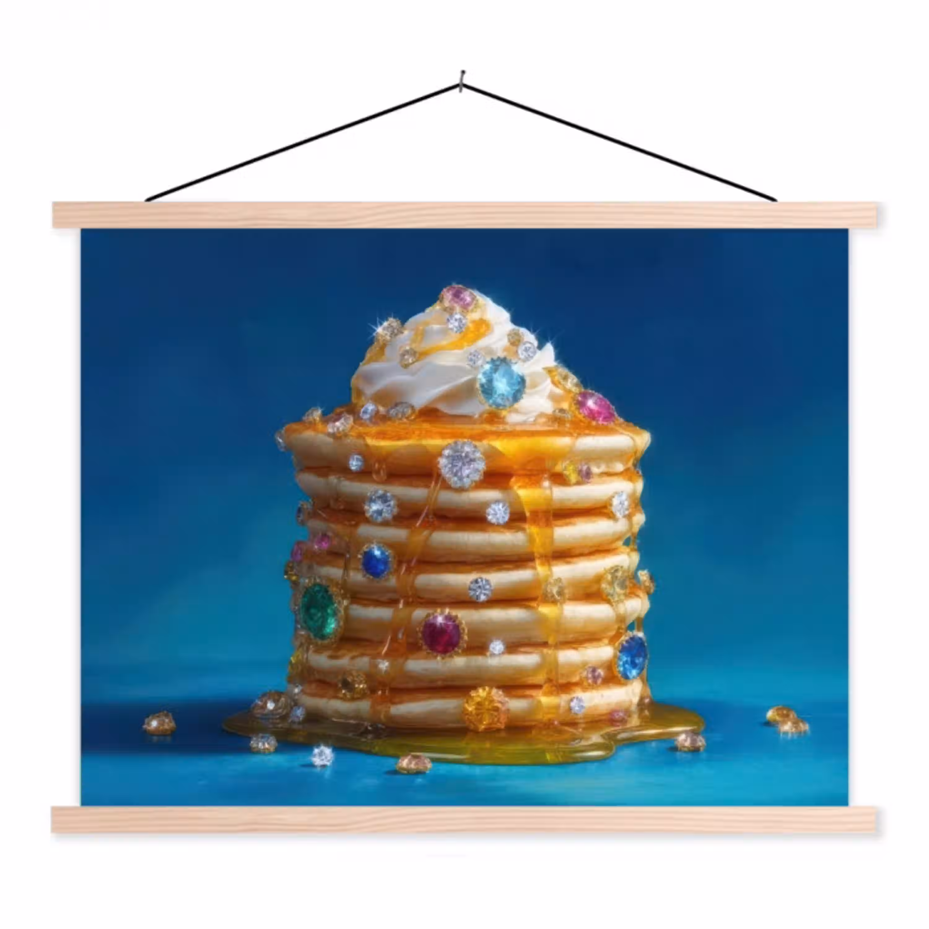Pannenkoeken - Steentjes - Glitter - Slagroom textielposter latten blank klein -3d