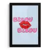 Bisou - Blauw - Roze - Lippen fotolijst zwart zonder passe partout klein -3d