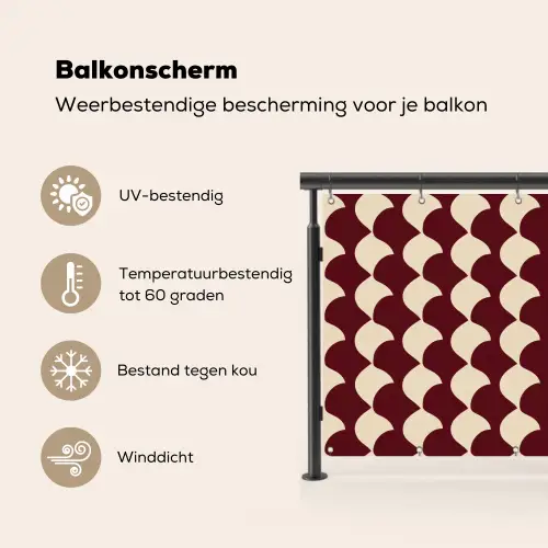 Rood - Tegelpatroon - Crème Balkonbeschermer Duitsland klein 596 -specs_NL