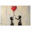 Street art - Banksy - Ballon - Graffiti - Retro poster papier klein -3d
