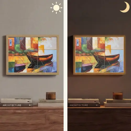 Abstract - Kunst - Boot - Kleuren Light Box met batterij (Wandlamp) middel -sfeer3