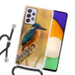 IJsvogel - Tak - Water - Kleurrijk - Levendig Hoesje Samsung Galaxy A52 5G met koord klein -sfeer1