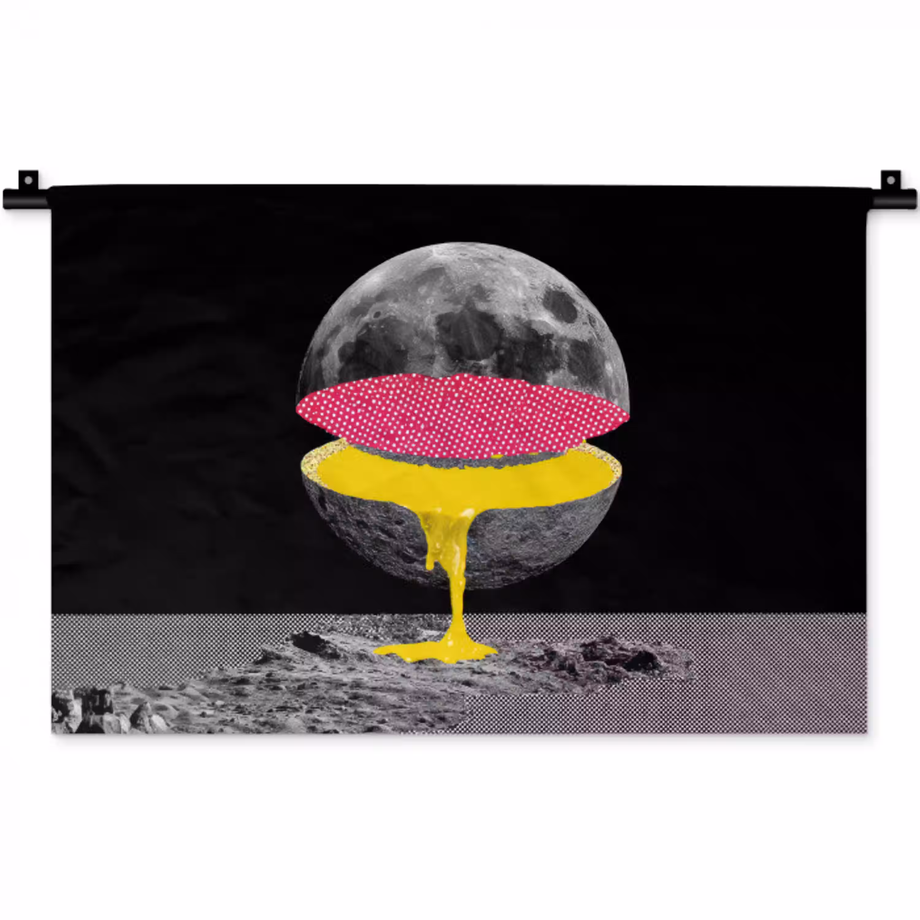 Maan - Geel - Roze - Zwart Wandkleed katoen klein -zz3d