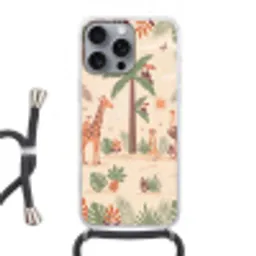 Dieren - Tropisch - Safari - Kleurrijk Hoesje iPhone 16 Pro Max met koord klein -3d