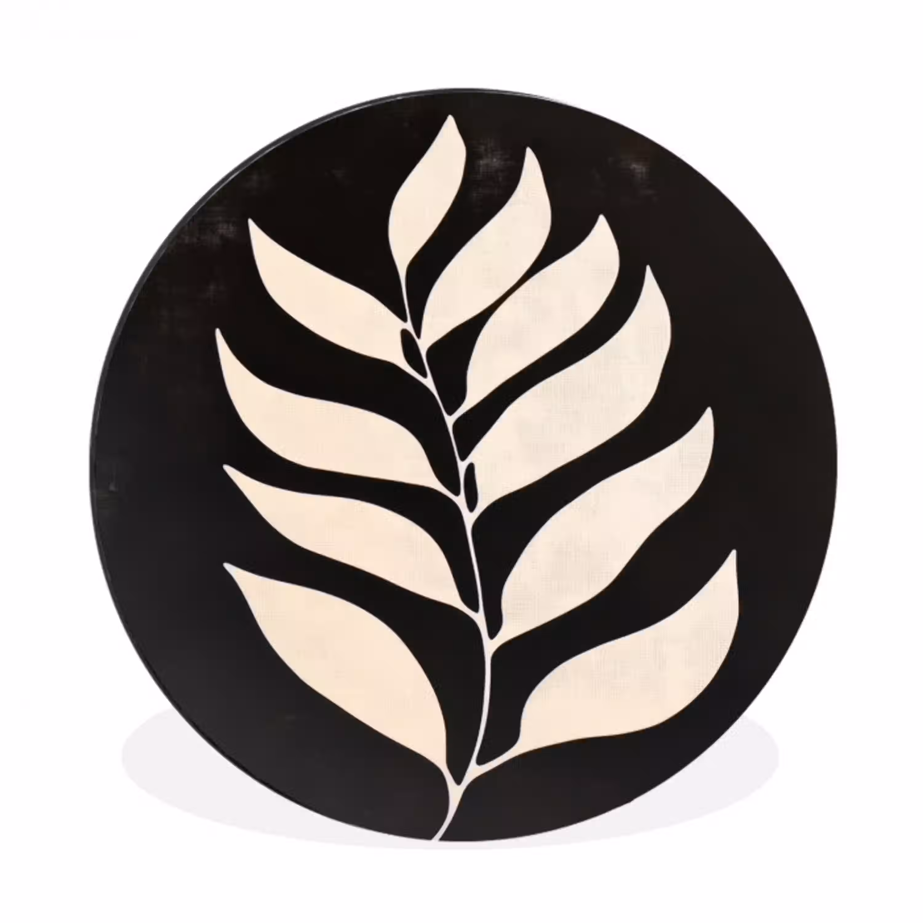 Blad - Wit - Minimalistisch Wandcirkel aluminium klein -3d