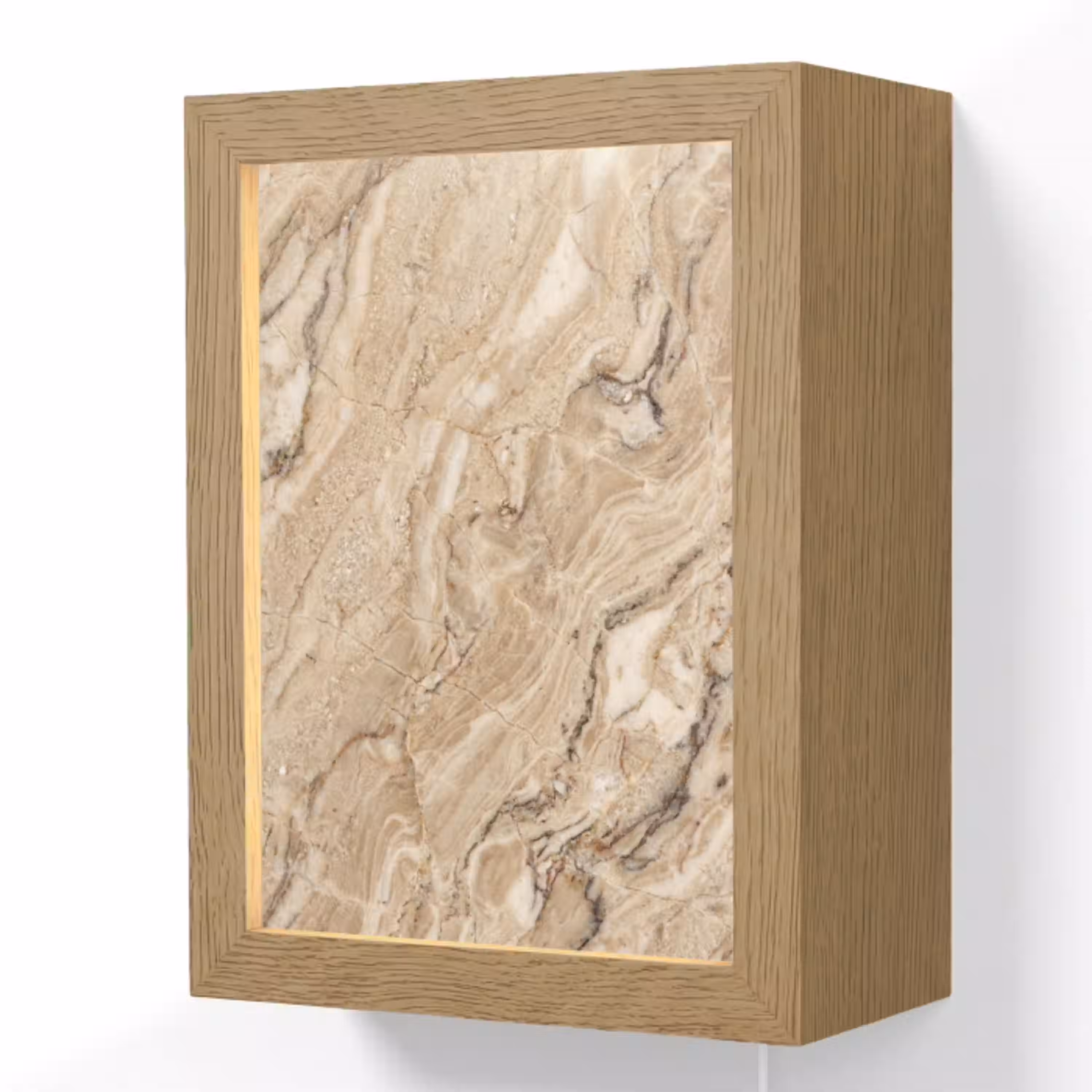 Textuur - Aders - Abstract - Modern - Beige Light Box met kabel (Wandlamp) klein -3d