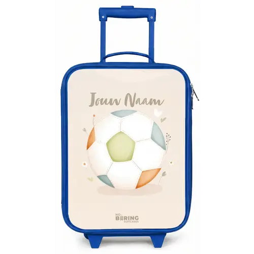 Voetbal in beige pastel kleuren Kinderkoffer - Blauw klein -zz3dotto