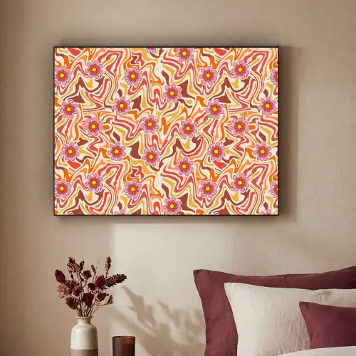 Retro - Bloemen - Patroon Textielframe zwart klein 947 -sfeer1