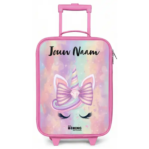 Eenhoorn - Glitters - Regenboog - Pastel Kinderkoffer - Roze klein -zz3dotto