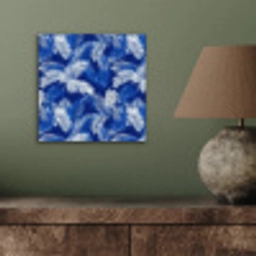 Palmblad - Patroon - Blauw aluminium wit klein 46 -sfeer2