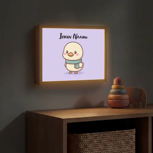 Eend - Paars - Sjaal Light Box met batterij (Wandlamp kind) middel -sfeer5_kind