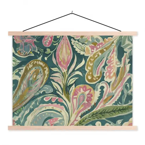 Patroon - Kleurrijk - Sierlijk - Groen textielposter latten blank klein -3d