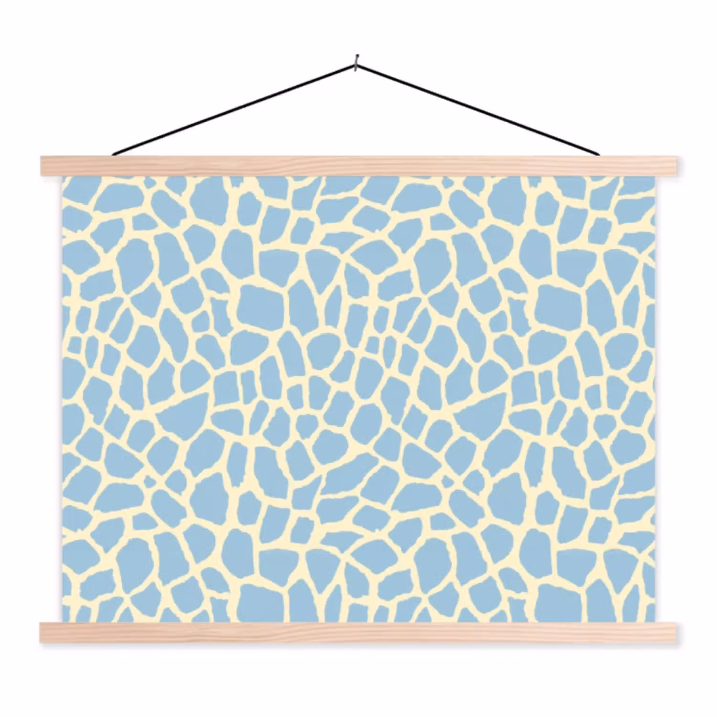 Giraf - Modern - Blauw textielposter latten blank klein 122 -3d