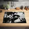 Gezicht - Mond - Graffiti - Zwart Inductie beschermer vinyl 3mm klein -sfeer5