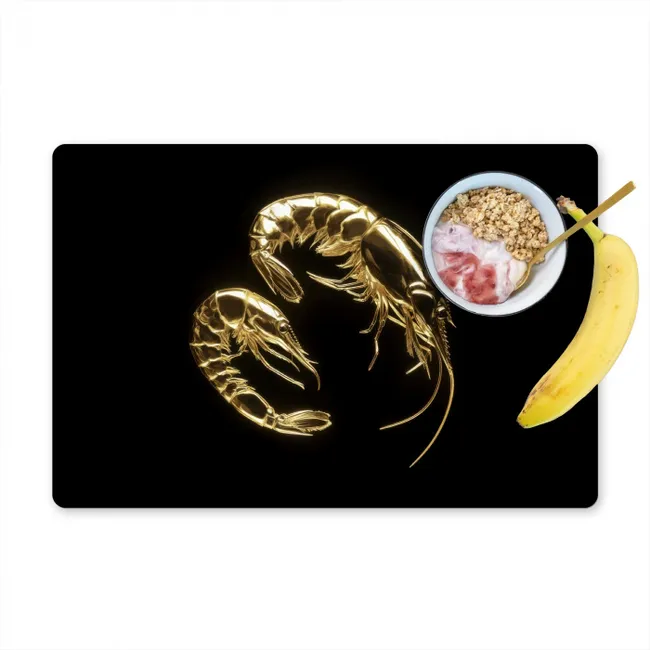 Salvamanteles - Camarones - Negro - Oro - Animales