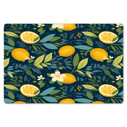 Bloemen - Bladeren - Citroenen - Blauw Placemat vinyl groot 368 -zzsfeer1_Kitchenyeah-website