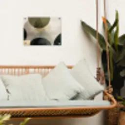 Vlakken - Abstract - Beige - Cirkels tuinposter los doek klein -sfeer7