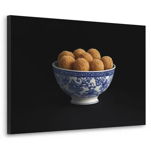 Delfts blauw - Bitterballen - Holland - Schaal Textielframe zwart klein -3d