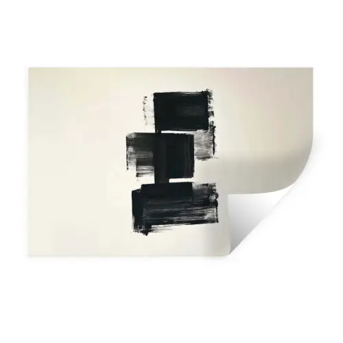 Rechthoeken - Penseelstreken - Abstract - Zwart Muursticker klein -3d